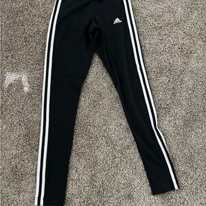 Adidas Black Track Leggings with White Side Stripes